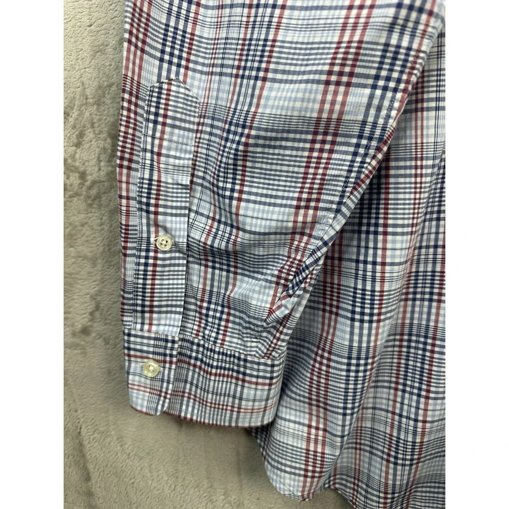 Ralph Lauren Men's 3XLT Blue Red White Plaid Polo Pony Button-Up Stretch Shirt